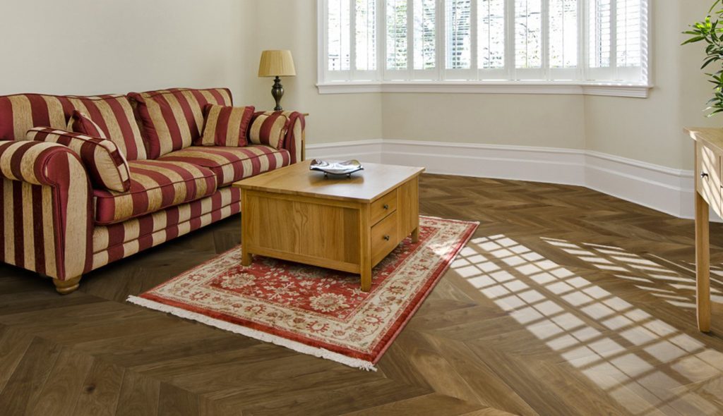brushed and oiled chevron pattern