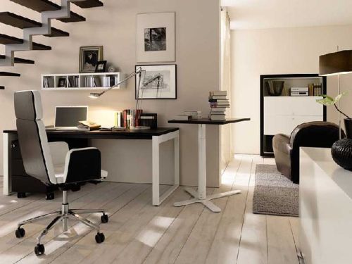 What Is The Best Wood Flooring For A Home Office? home-office-with-the-stairs