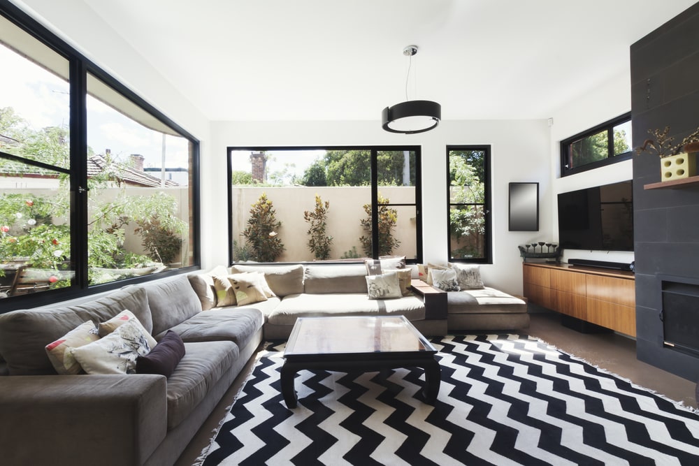 living room wood herringbone flooring