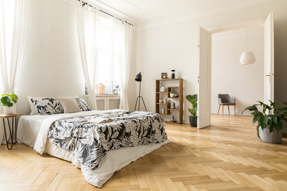 Stylish interior herringbone flooring
